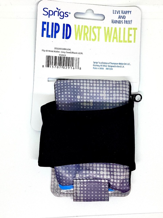 Sprigs Flip ID Wrist Wallet. Size: L/XL in Gray - New - Picture 4 of 4